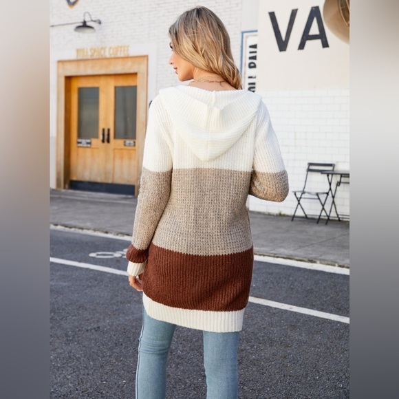 Unveil Your Style Color Block Hooded Cardigan - Picture 2 of 4